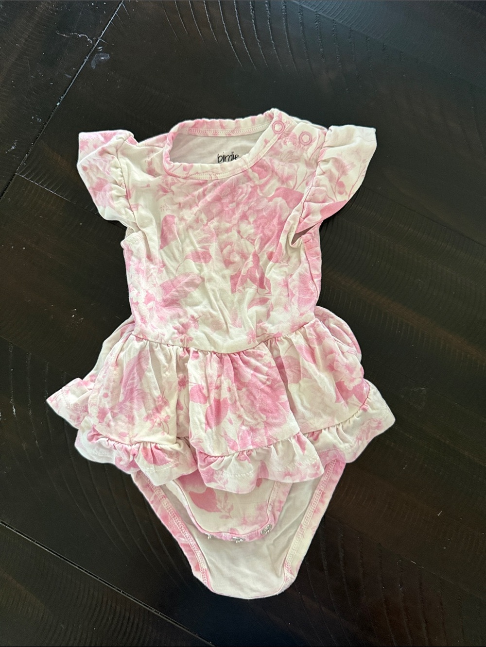 Birdie bean Pink Floral Ruffle One-Piece Bodysuit for Kids